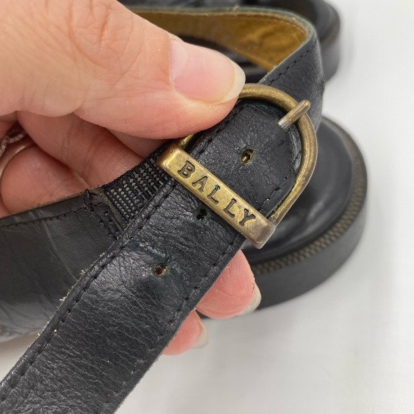 Bally Vintage Men's Black Baronio Leather Slingback Fishman Sandals Size 12 - Picture 7 of 11